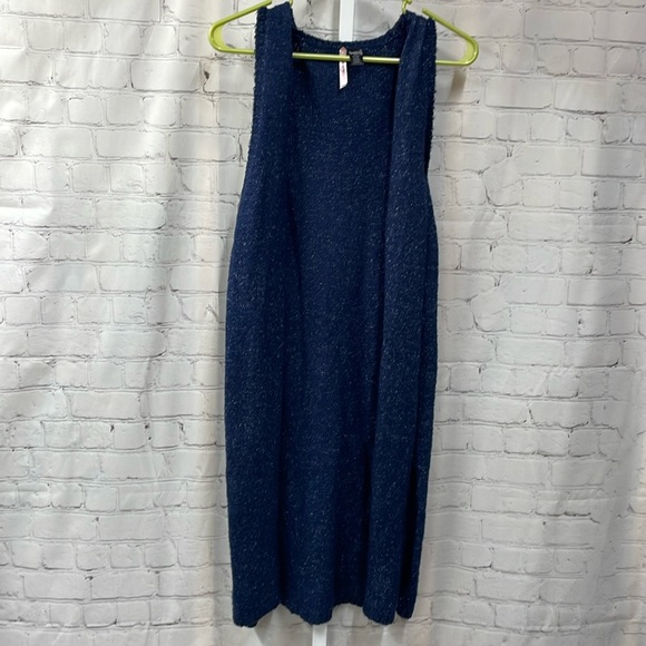 Love by Design navy speckled sweater duster vest XL open cardigan - Picture 1 of 6